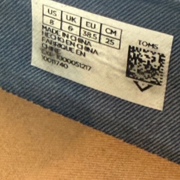 Toms Blue Canvas Slip-On Loafers Size 8 - Picture 6 of 8